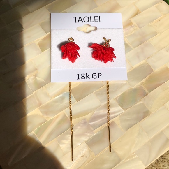 Taolei Jewelry - Taolei 18k GoldPlated Threader Flower Earrings NWT